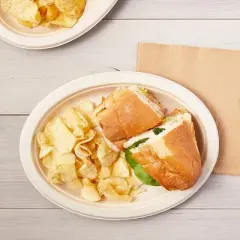 Okuna Outpost 50 Pack Sugarcane Bagasse Disposable Plates, Dinnerware for Birthday Party(10 x 8 In)