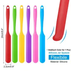 Unique Bargains Silicone Jar Spatula,  Heat Resistant Jam Spreader Non-Stick Long with Handle