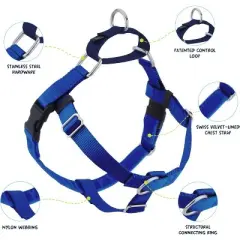 2 Hounds Design Freedom No Pull Dog Harness | Adjustable Gentle Comfortable Control for Easy Dog Walking | 5/8" SM Royal Blue