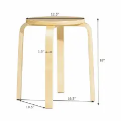 Set of 4 18" Stacking Stool Round Dining Chair Backless Wood Home Decor