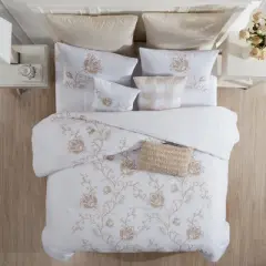Modern Threads Marie Claire 8 Piece Willow Embroidered Botanical Comforter Set.
