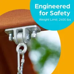 Jungle Gym Kingdom Indoor Outdoor Heavy Duty Swingset Hanger Brackets with Locking Snap Hooks for Playground, Porch, or Patio