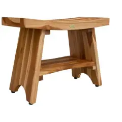EcoDecors&reg; Serenity&reg; 24" Teak Wood Shower Bench with Shelf in EarthyTeak Finish
