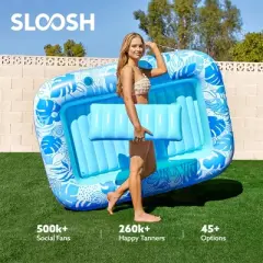 Sloosh Pool Tanning Pool Floats Inflatable Adult Float Pool Outdoor Tanning Pool Tanning Bed Extra Large with 2 Drink Holders Pool Lounger