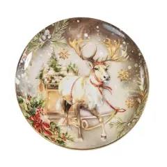 Park Designs Snow Globe Reindeer Dessert Plate Set Of 4