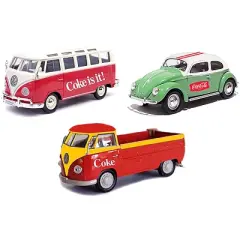 Volkswagen "Coca-Cola" Gift Set of 3 pieces 1/72 Diecast Model Cars by Motorcity Classics