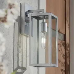 John Timberland Titan Modern Outdoor Wall Light Fixture Silver Metal Rectangular Frame 14" Clear Glass for Post Exterior Barn Deck House