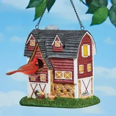 Collections Etc Hand-painted Red Country Farm Barn Birdhouse 7.75 X 7 X 8