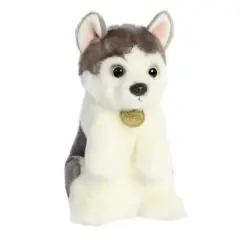 Aurora Medium Sitting Pretty Husky Pup Miyoni Adorable Stuffed Animal White 10"