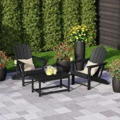 WestinTrends Highland 3-Piece Adirondack Chairs with Cup Holders and Coffee Table Set