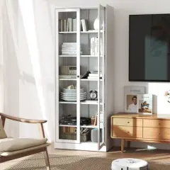 Hrinhom 72"H Kitchen Pantry Cabinet, Freestanding Storage Cabinet with Adjustable Shelves