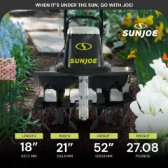 Sun Joe SUJ-TJ603E, 24V-CTLR-LTE Electric Garden Tiller Cultivator, Steel Tines Heavy-Duty Gardening Machine & Equipment for Gardens, Lawns & Yards,