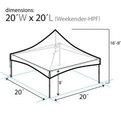 Party Tents Direct Weekender High Peak Frame Party Tent, White, 20 ft x 20 ft