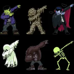 Women's Design By Humans Dabbing Halloween Creatures Skeleton Zombie Dab By vomaria Racerback Tank Top