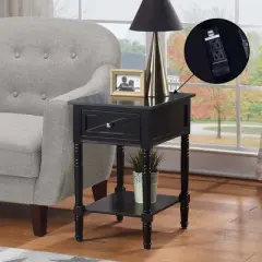 Country Oxford End Table with Charging Station - Johar Furniture