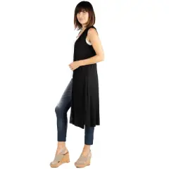24seven Comfort Apparel Sleeveless Long Cardigan Vest
