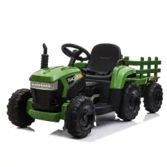 Sandinrayli Kids Electric Ride On Toy Tractor 12V Battery Powered Ride On Car with Trailer