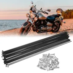 Unique Bargains 14G Bicycle Carbon Steel Spoke with Nipples Black 36 Pcs