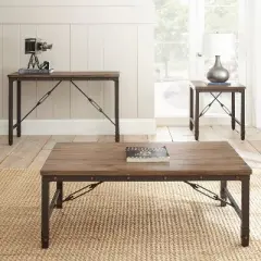 Jersey Cocktail Table Antique Oak - Steve Silver: Engineered Hardwood, Pine Veneers, Iron Stretchers