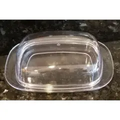 Handy Housewares Large Double-Wide Clear Acrylic Butter Serving Storage Dish with Lid
