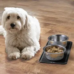mDesign Silicone Pet Food and Water Bowl Feeding Mat for Dogs