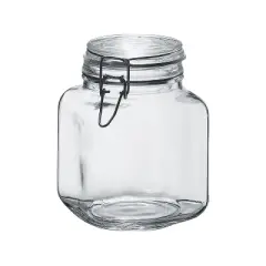 Amici Home Glass Hermetic Preserving Canning Jar Italian, Airtight Clamp Lids, Kitchen Canisters for Flour, Cereal, Coffee, Pasta, 2-Piece, 58 oz.