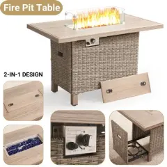 Probe Hues 55,000 BTU Propane Outdoor Fire Pit Table with Safe & Easy Ignition