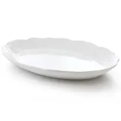 Gibson Home Bountiful Joy 18.75 x 14 Inch Durastone Oval Platter in White