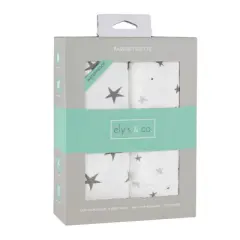Ely's & Co. Baby Fitted Waterproof Sheet Set  100% Combed Jersey Cotton Grey Stars 2 Pack