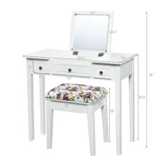 Costway Vanity Dressing Table Flip Top 7 Compartments Makeup Desk