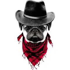 Junior's Design By Humans Cowboy Pug By clingcling T-Shirt