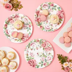 Blue Panda 80-Pack Vintage-Style Floral Paper Plates, 9 Inch for Tea Party, Wedding, Bridal, Baby Shower