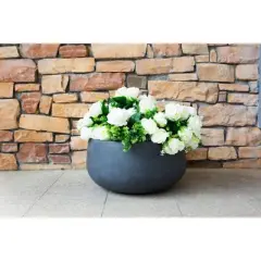 Rosemead Home & Garden, Inc. Concrete Outdoor Planter Pot Black 16"x16"
