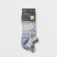 Women's Extended Size Cushioned Active Accents 4pk No Show Tab Athletic Socks - All in Motion&trade; Gray/White 8-12