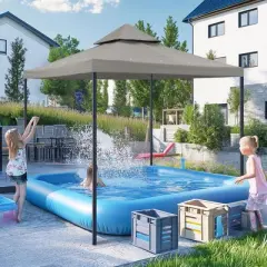 Yescom 8'x8' UV30+ Gazebo Canopy Replacement Top Cover PU Water Resistance for 2 Tier Outdoor Patio Garden Party Gray