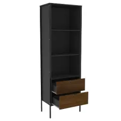 71" Mallorca Bookshelf Black/Dark Brown - Polifurniture