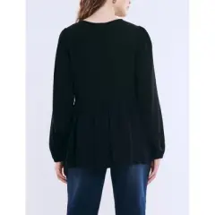 Women's Long Sleeve Empire Waist Keyhole Woven Blouse | Motherhood Maternity