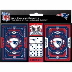 MasterPieces Officially Licensed NFL New England Patriots 2-Pack Playing cards & Dice set for Adults
