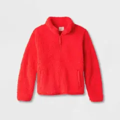 Kids' Faux Shearling Matching Family Half Zip-Up Pullover - Wondershop&trade; Red