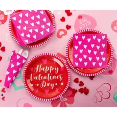 Juvale 3 Pack Pink Heart Plastic Disposable Tablecloth for Valentine&rsquo;s Day D&eacute;cor Party Supplies, 54 x 108 in