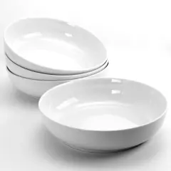 Gibson Home 4 Piece Extra Wide 8.5 in. Stoneware Dinner and Serving Bowls in White
