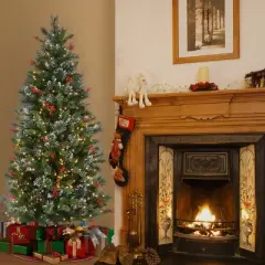 Prelit Flocked Pine Artificial Christmas Tree Clear Lights - National Tree Company
