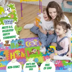 Looney Tunes ABC, Numbers & Shapes Foam Puzzle Baby Activity Floor Playmat - Tummy Time, Kids Preschool & Nursery - 36 Tiles, 12x12" - KC Cubs