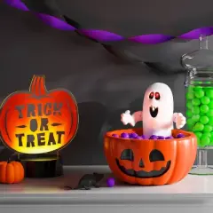 10.63" Light and Sound Ghosty Candy Bowl Halloween Decorative Prop Orange - Hyde and EEK! Boutique&trade;