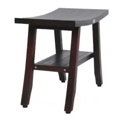 DecoTeak&reg; Satori&reg; 24" Teak Wood Shower Bench with Shelf in Woodland Brown Finish