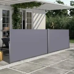 Gulches 276"*71"Retractable Side Awning, Waterproof & UV-Resistant, Privacy Screen Divider Roll Up Balcony(Gray)