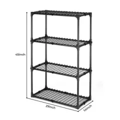 FONTOI Baker's Racks, 4 Tier Wire Shelf with Cover, FreeStanding Metal Storage Rack for Door Entrance Garage Kitchen Office, Black, 29"*14"*45"