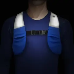 GreatShield GLO Waterproof LED Sport Vest with 2 Front Pockets(Standard Version) - Blue (L - Fits Shoulder Width > 17in)