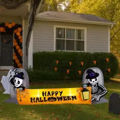 Karl Home 9.6FT Halloween Inflatable Decorations Skeleton Tombstone Banner Outdoor Decorations