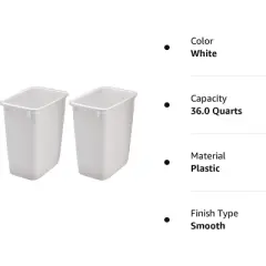Rubbermaid Open Top Wastebasket Large Plastic Trash Bin Container, 36 Qt, 2 Pack